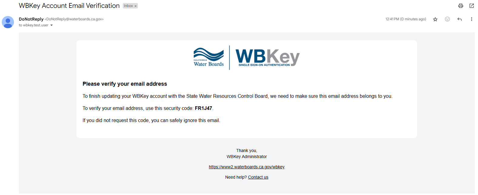 WBKey login - email with verification code