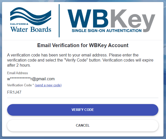 WBKey login - enter email verification code