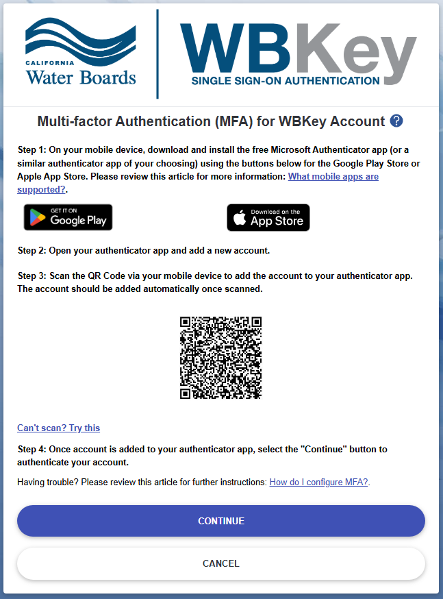 WBKey login - authenticator app method selection