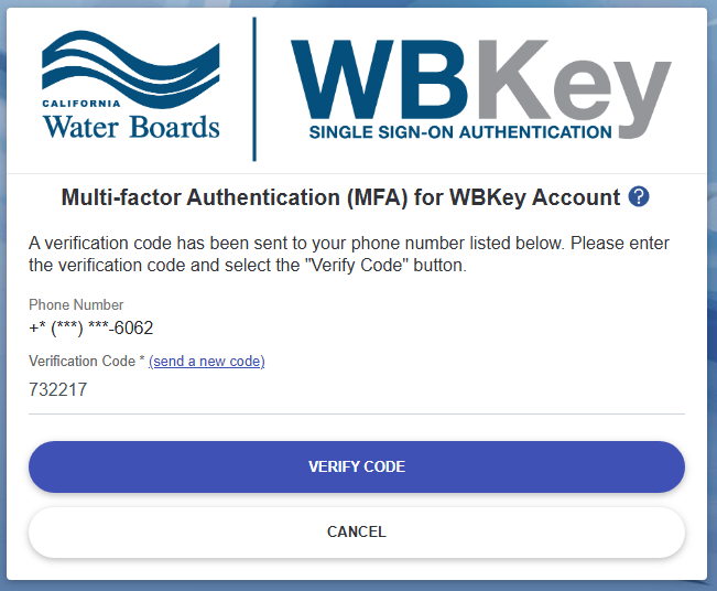 WBKey login - phone enter verification code