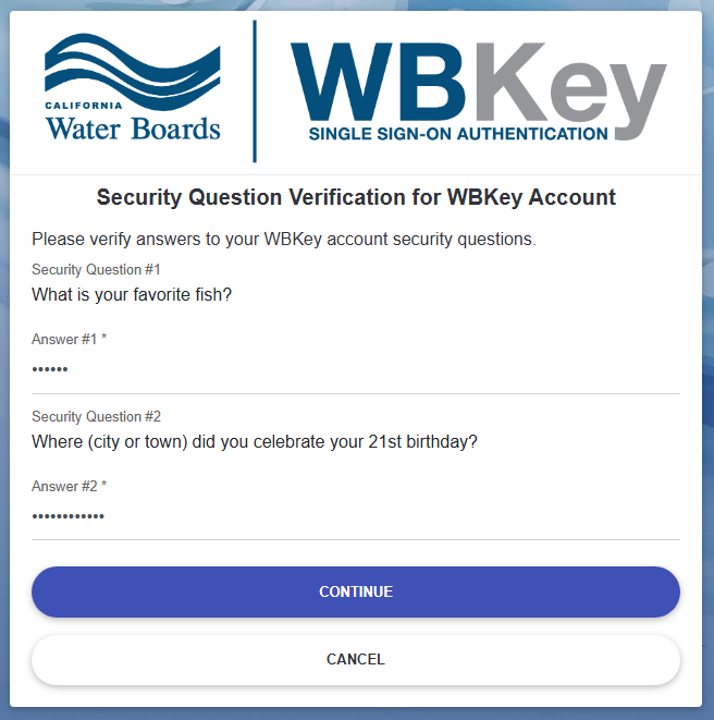 WBKey login - verify security questions