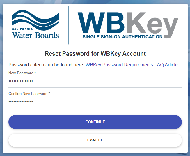 WBKey login - reset password